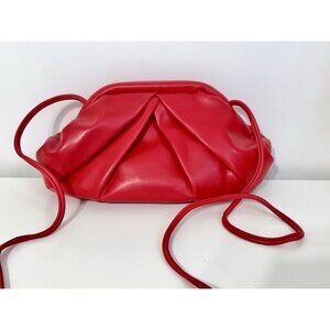 Desiree Faux Leather 12" Framed Purse Clutch Crossbody Vintage Red MCM Soft